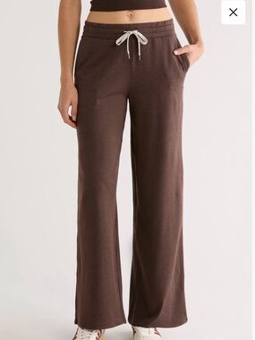 Vuori Wide-Leg Drawstring Pants in Chocolate Brown